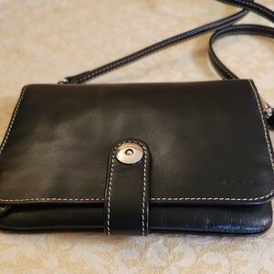 LODIS Black Leather Crossbody Bag